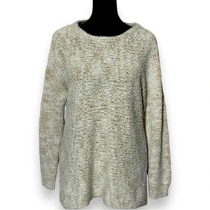 Massini Large Oversize Cozy Cream/Tan Crewneck Long Sleeve Pullover Sweater